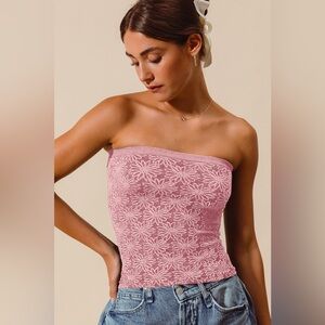 SO ME Jacquard Floral Two Tone Seamless Tube Top🆕